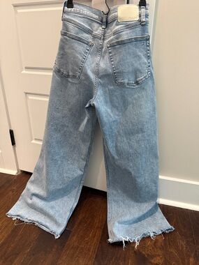 rag & bone Light Blue Wide‑Leg Jeans with Raw Hem